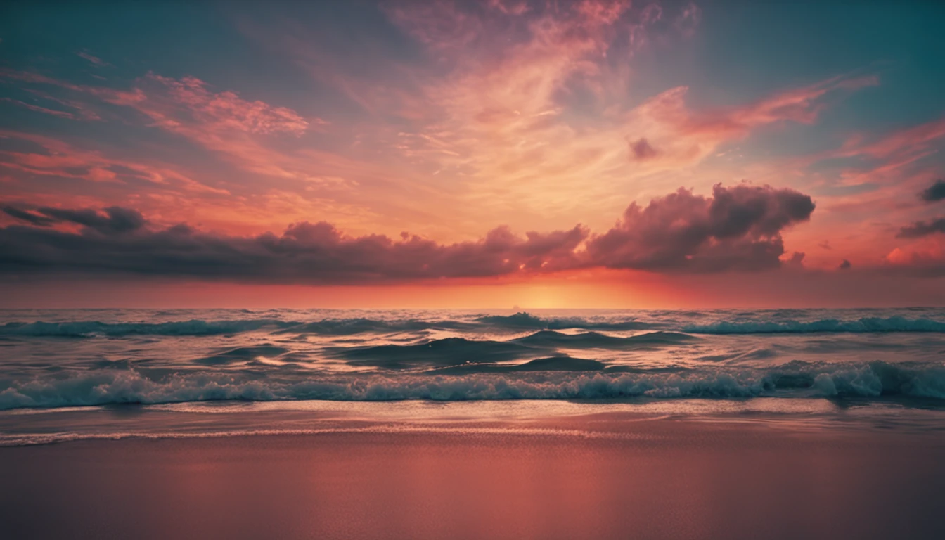 Wide ocean with rising sun