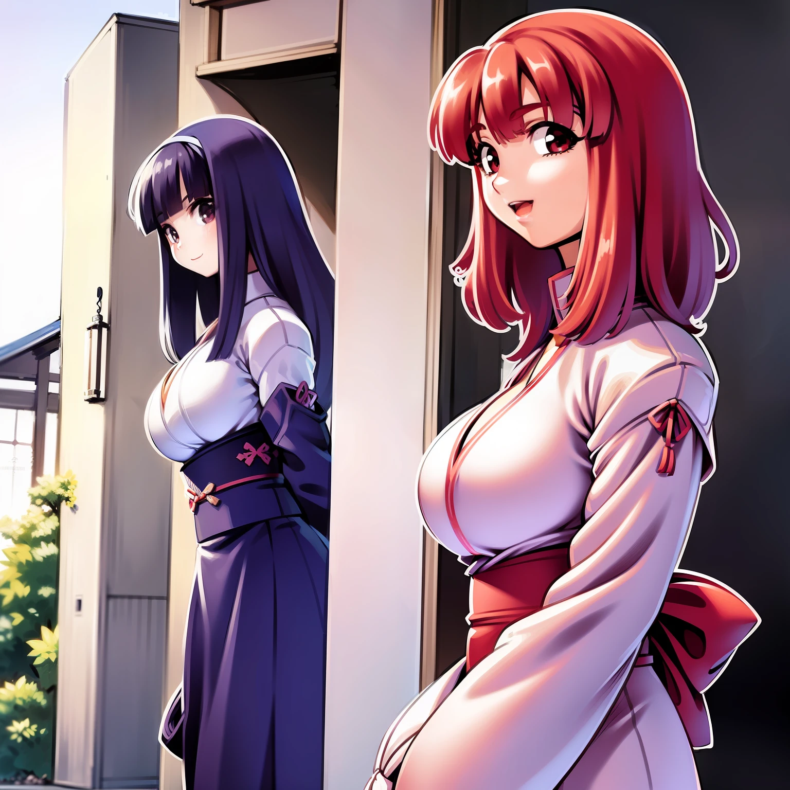 (8k, top quality, masterpiece: 1.2), Ai Hoshino, super detail, super high resolution, (1girl), big 1.3, loose kimono, kimono, chest open, looking at camera (showing off, beautiful detailed face, smile, sunlight, lots of lighting, Japan, Tokyo, shopping street,