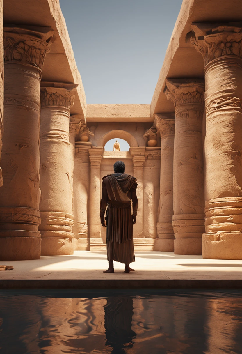 A photorealistic view of Moses' confrontation with Pharaoh, depicted in high-quality photographic detail. with 8K resolution, Every aspect of the scene is recreated with stunning photorealism. Utilizando o poder do Unreal Engine, The composition is carefully crafted to capture the essence of the moment. macio, The cinematic lighting highlights the characteristics of the scene. Detalhes intrincados, como detalhes da ferramenta, are rendered impressively. Reflections traced by rays and realistic shadows increase the authenticity of the scene. The color palette is elegantly adjusted, criando uma atmosfera envolvente. The result is a hyper-realistic representation, that gives life, imerso em detalhes e profundidade.