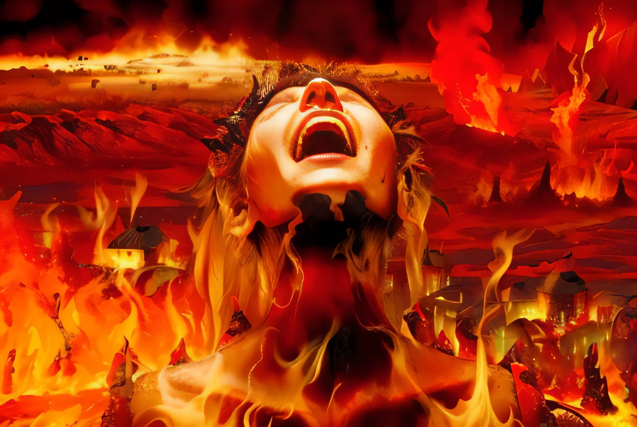 The torment of hell for the most sinful people they will be burned and surrounded by all kinds of poisonous animals until their eyes widen in pain while bleeding from their mouths,4K,HD,Realistic,horor