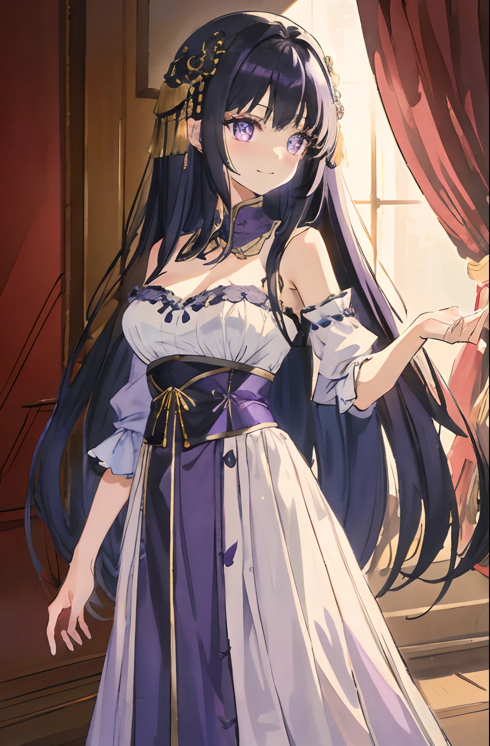 Highest quality、Highest quality、Masterpiece、girl((20-year-old、as soon as、Highest Bust、Medium Bust、Wide open chest、Red glowing eyes、Dark blue hair、Disheveled Hair、Loincloth、thin、The best valley、Open chest、hair ornaments、Full body view、White see-through dress、Random Pause、smile、headphone、Chain Accessories、necklace))、high quality、Beautiful Art、background((Shining Room、Party Venue))、Depth((Earth))、flight、Flying Debris、Depth of text、movie、Visual Arts、Perfect Art、8K、Genuine、Special Angles