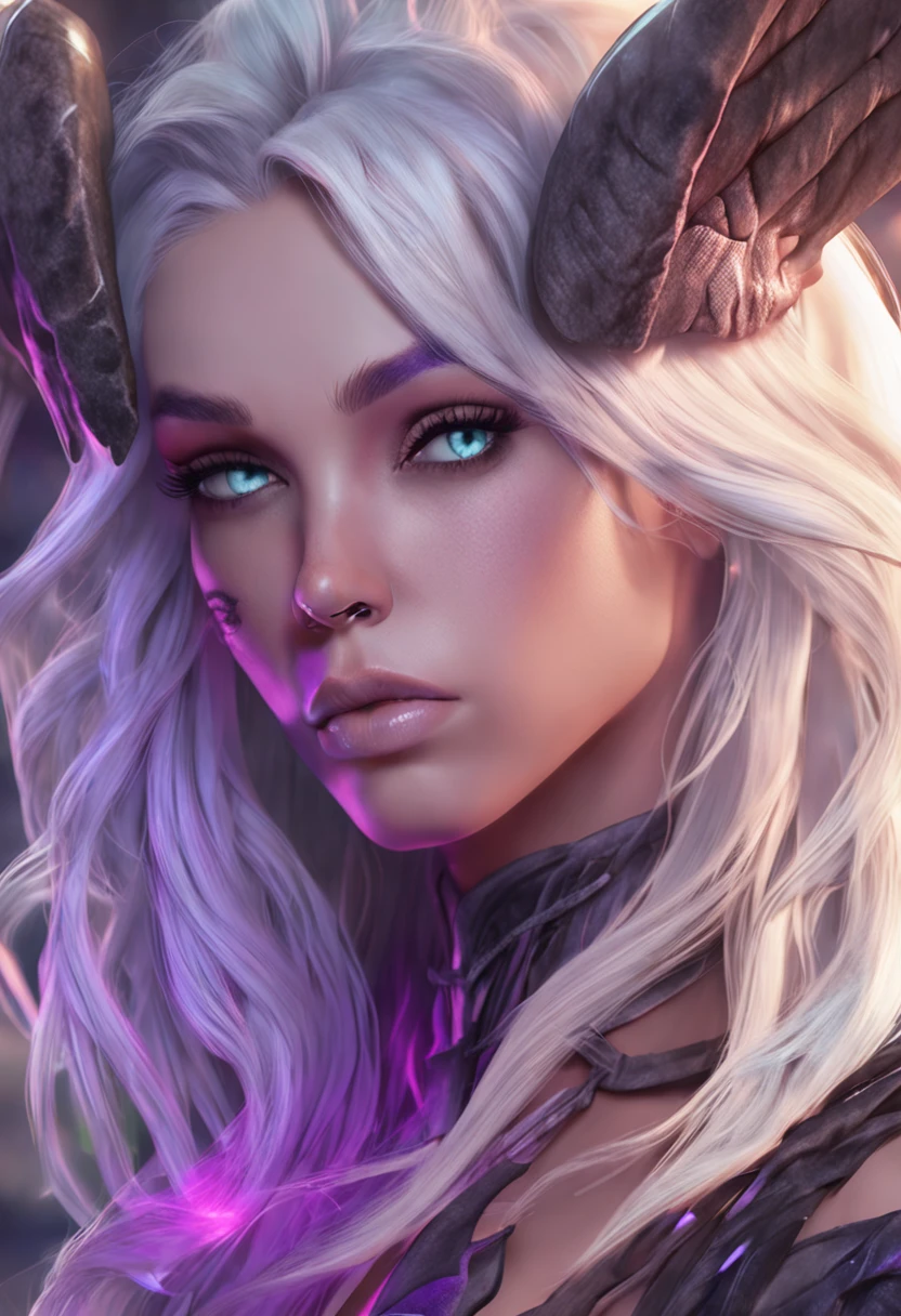 um close up de uma mulher com cabelos brancos e uma tatuagem no peito, purple eyes, background with magic, Artgerm e RossDrew, Elfo Negro, drow, Artgerm extremamente detalhado, Wlop Ross, Rossdraw 1. 0, :: Ross, Rossdraw 2. 5, Inspirado em RossDrew, princesa elfo escuro, Artgerm. High detail