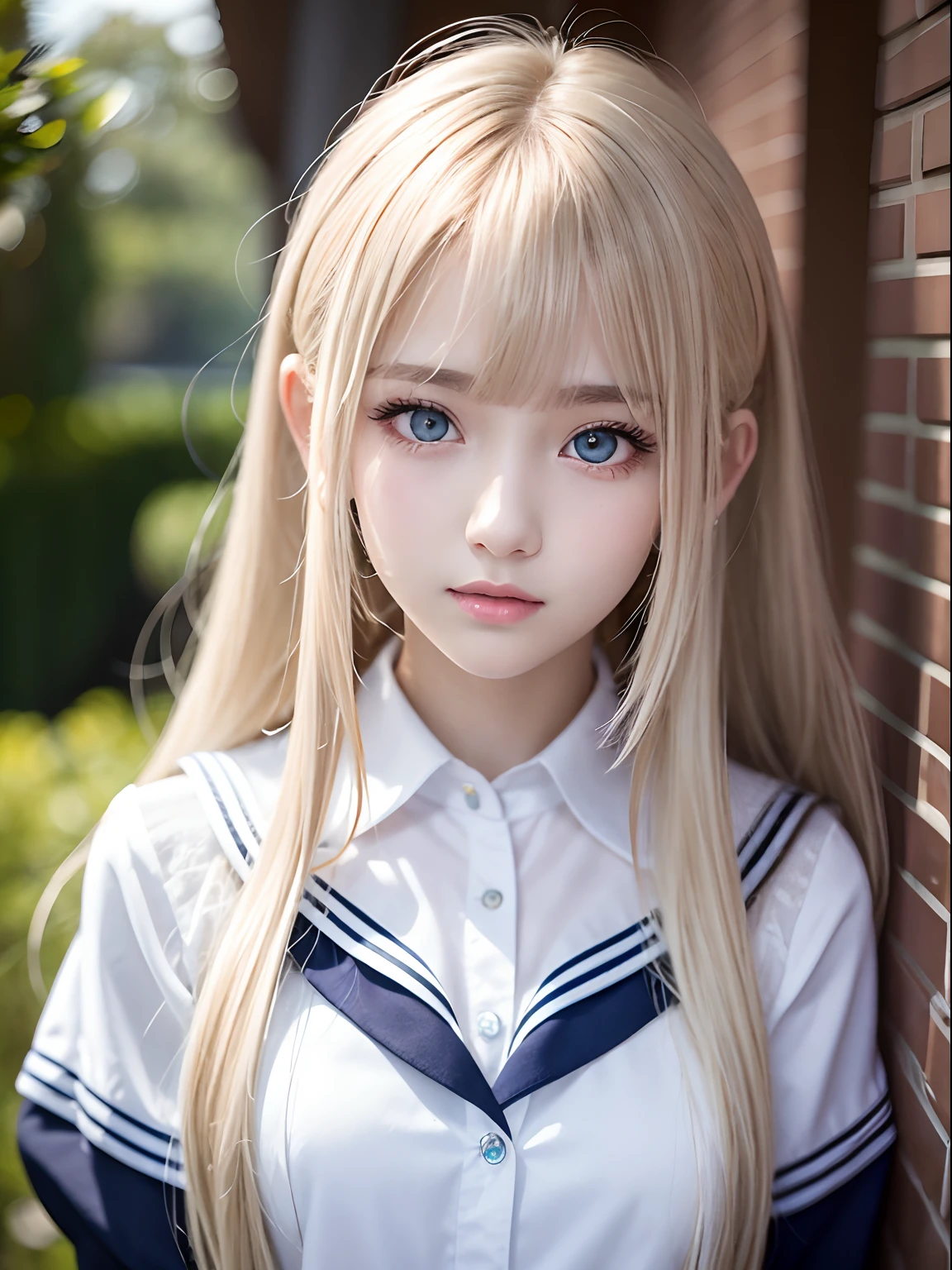 cute face, masterpiece, Highest quality, One girl, alone, Teen, Quarter Japanese, Blonde Hair, Long Hair, Purple eyes, Side-parted bangs, Short bangs, Medium chest, Play sports often, Bloomers, Outdoor, Athletics, Conceit