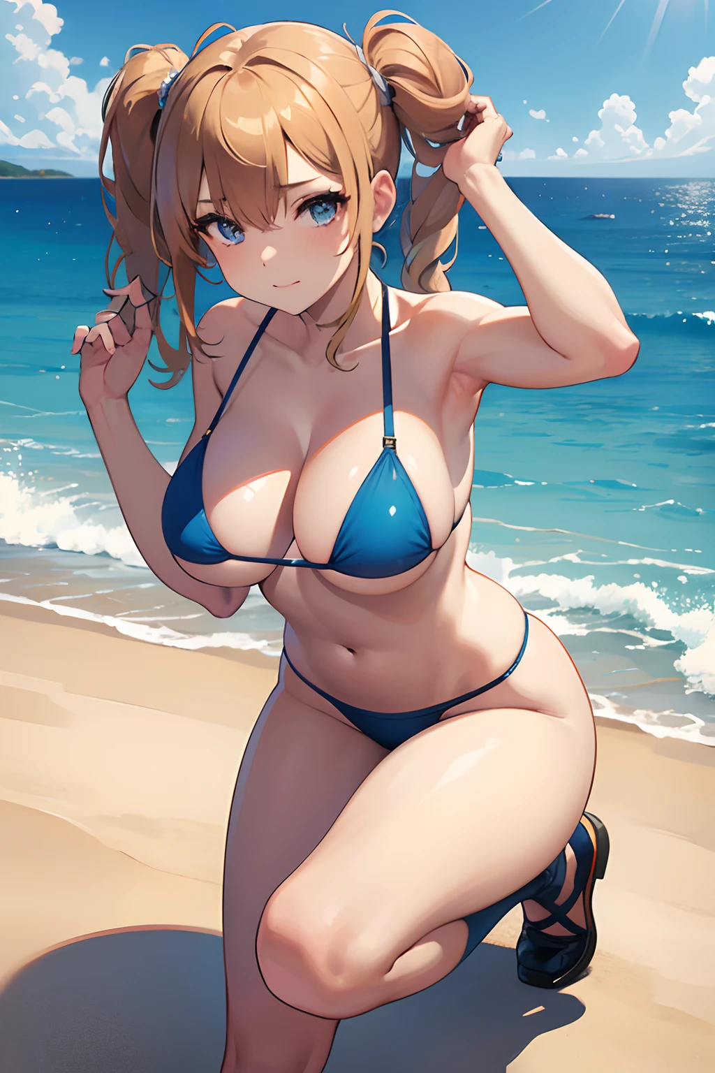 ((Best Quality, 8K, Masterpiece: 1.3)),1girl ,Perfect Body Beauty, realistic shaded perfect body, shiny skin, big_breasts, cute , running , micro_bikini , sea_side , knee_fours