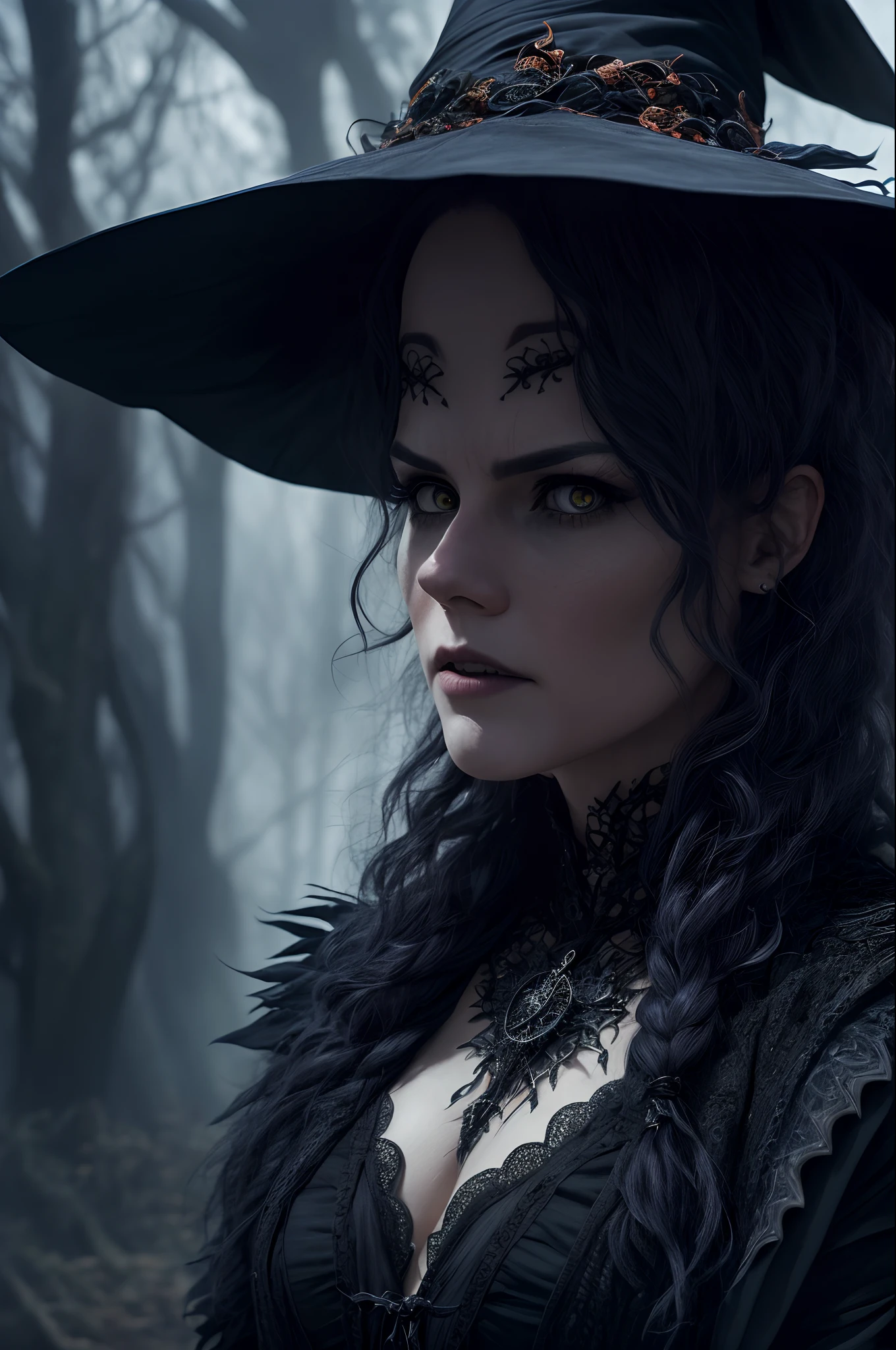 (extremely detailed 8k wallpaper),a medium shot photo of a fearful witch, intricate, high detail, dramatic