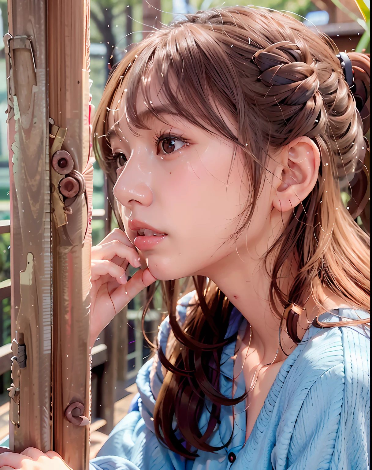 a close up of a woman with a black shirt on, chiho, girl cute-fine-face, 奈良美智, the face of a beautiful Japanese girl, side profile portrait, cute - fine - face, With bangs, lovely delicate face