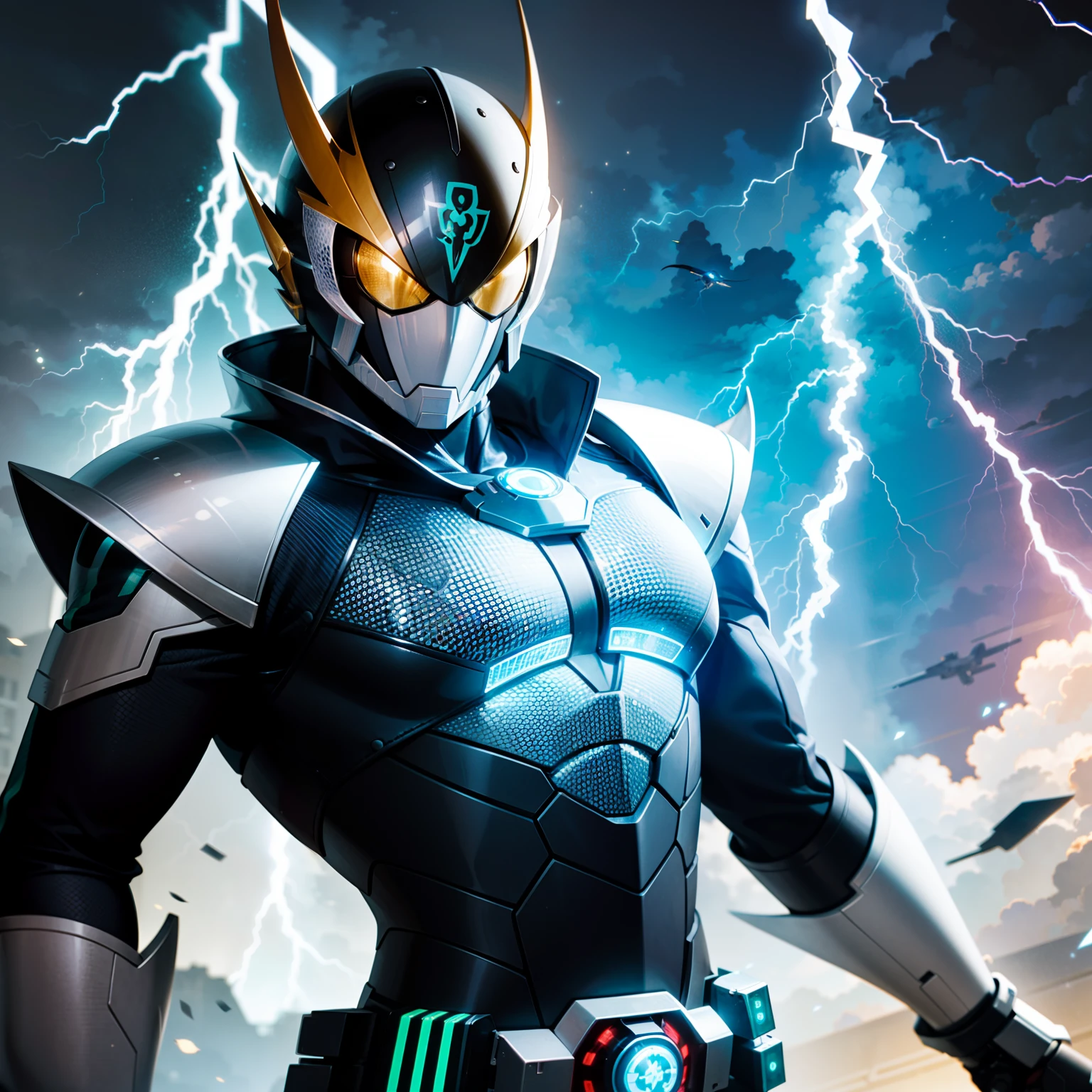 best qualtiy,the detail:1.4,Chinese general,Kamen Rider,Thunder and Lightning,Light-emitting electronic circuit,Cloak,Domineering。