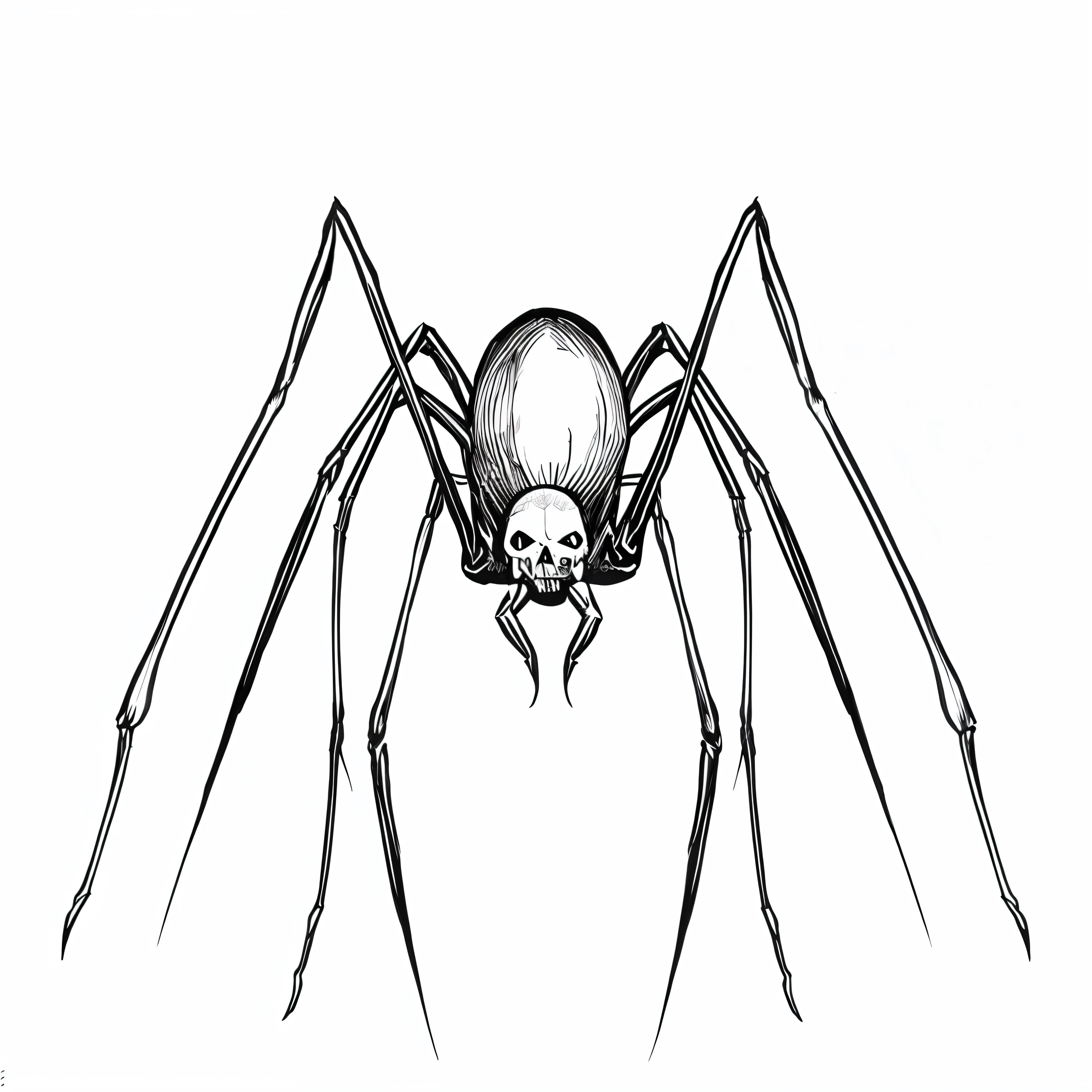 a black and white drawing of a spider with a skull on its back, pernas de aranha grandes, pernas de aranha, aranha grande, aranha gigante, aranha, arachnid, aranhas!!!!, spider abdomen, uma aranha gigante feia, medo de aranhas, spider thorax, corpo da teia de aranha, aranhas, Aranha gigante em primeiro plano, desenhado com photoshop,