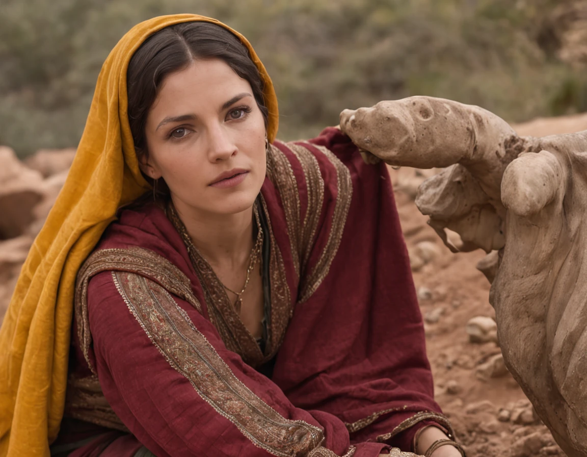 (melhor qualidade: 1.4), (Ultra Highres: 1.2), (fotorrealista: 1.4), (8k, Foto RAW: 1.2).The description of the Samaritan woman's physical appearance is not detailed in the biblical narrative, but her Samaritan origin suggests that she would likely have similar traits to other people in the area. In the historical-cultural context, the story of the Samaritan woman takes place during a period of ethnic and religious tensions between Samaritans and Jews. Her encounter with Jesus at Jacob's well highlights the message of spiritual equality and the importance of faith over cultural differences.