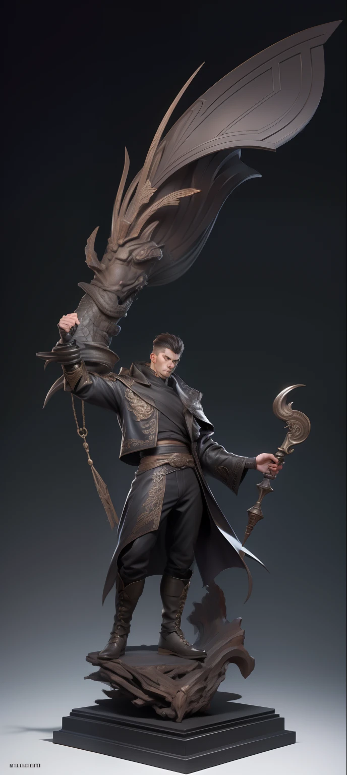 Sculptural model design，Escultura，male people，Handsome，musculous，Wu Yifan（Blank background）