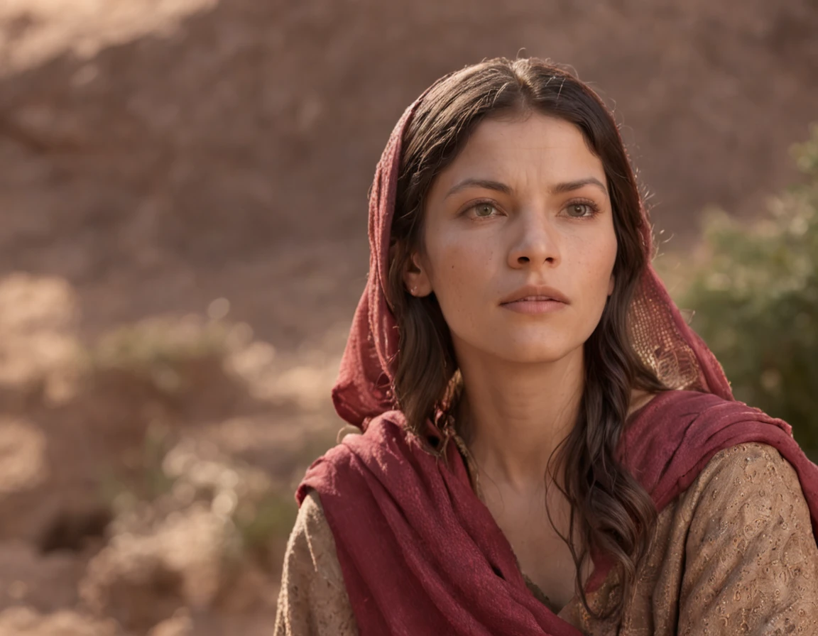(melhor qualidade: 1.4), (Ultra Highres: 1.2), (fotorrealista: 1.4), (8k, Foto RAW: 1.2).The description of the Samaritan woman's physical appearance is not detailed in the biblical narrative, But her Samaritan background suggests that she likely had similar traits to other people in the region. No historical-cultural context, The story of the Samaritan woman is set during a period of ethnic and religious tensions between Samaritans and Jews. His encounter with Jesus at Jacob's well highlights the message of spiritual equality and the importance of faith over cultural differences.