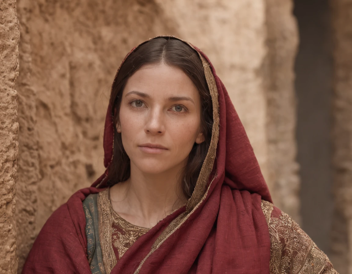 (melhor qualidade: 1.4), (Ultra Highres: 1.2), (fotorrealista: 1.4), (8k, Foto RAW: 1.2).The description of the Samaritan woman's physical appearance is not detailed in the biblical narrative, But her Samaritan background suggests that she likely had similar traits to other people in the region. No historical-cultural context, The story of the Samaritan woman is set during a period of ethnic and religious tensions between Samaritans and Jews. His encounter with Jesus at Jacob's well highlights the message of spiritual equality and the importance of faith over cultural differences. imagem realista, rosto perfeito