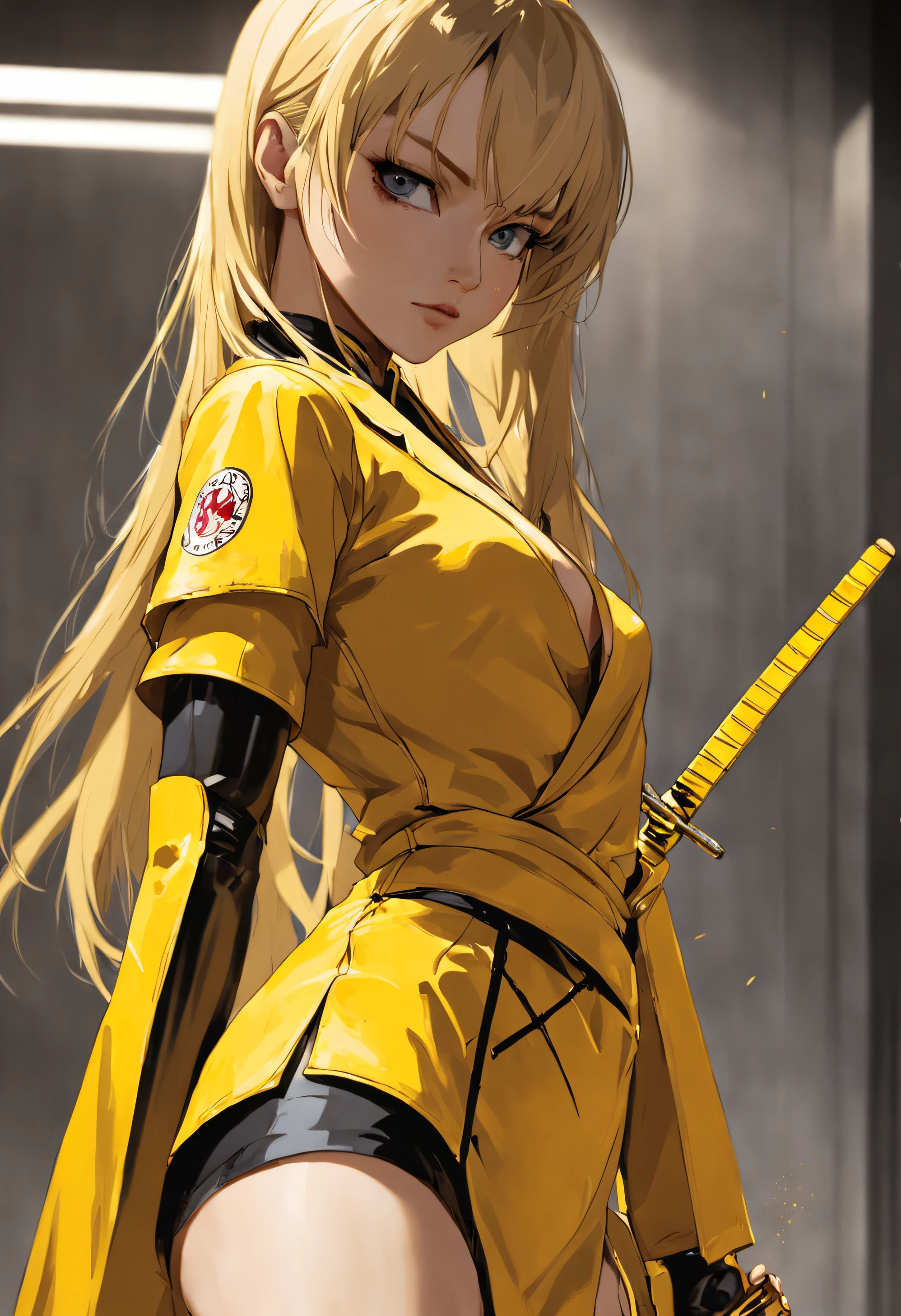 ((Poster do filme Kill Bill)), (((plano americano da cantora Madonna))), (((rosto Madonna))), (((roupa amarela FILME KILL BILL))), (((Katana Espada))), (((Katana))), Hiper realista, ((by Joseph Caroff)), Casa Vogue oriental, ((casa oriental)), fotografia de alta moda, (((nano detalhes))), filmed on Hasselblad H4D 200MS Digital Camera, (((Ultra realista))), (((super detalhada))), (((detalhes intrincado))), foto natural, Filmed by professional camera, corte americano, fotografia de alta moda, Vogue Italy, lente amarela futurista, editorial de moda, Photographed on Hasselblad H4D 200MS Digital Camera, (((ultra realistic))), (((super detalhado))).Foto Natural, filmed on a professional camera, Corte nos EUA, HDR, 16k.