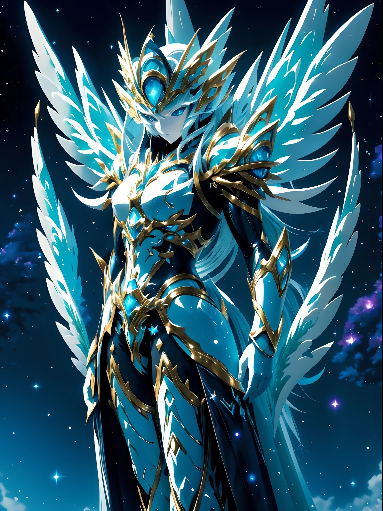 Elf angel meditating in space, astral fairy, mythical creature, galactic god, ethereal anime, epic anime fantasy, mythology, starlight ethereal, elemental guardian of life, anime epic artwork, mythical creature, beautiful fantasy anime, six-winged angel, celestial goddess, big, big, big