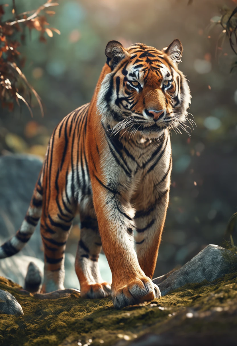 cinematic realistic pictures of tiger,safari, ultra hd, realistic, vivid colors, highly detailed, UHD drawing, pen and ink, perfect composition, beautiful detailed intricate insanely detailed octane render trending on artstation, 8k artistic photography, photorealistic concept art, soft natural volumetric cinematic perfect light