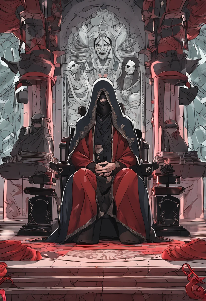 O Rei Uchiha Itachi Sozinho Sentado Em Um Trono Feito De Penas Pretas, Hiper Detalhado, Hiper Realista Melhor Qualidade