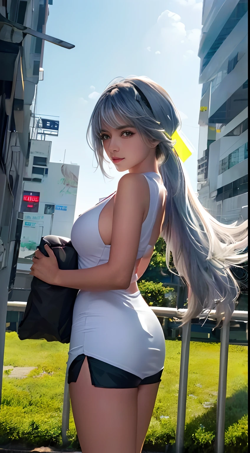 (ultra alta res, fotorrealista, realista, melhor qualidade, foto-realista),
(8k, foto crua, melhor qualidade, obra-prima),
(photon maping, radiosidade, physical rendering, automatic white balance),
technological sense, melhor qualidade, obra-prima, illustration, CG, unidade, papel de parede, arte oficial,
Awesome, detalhe fino, um extremamente delicado e bonito, extremamente detalhado,
altamente detalhado, foco nítido, fundo rico, fundo desfocado,
(pessoa real, fotografia),
(((pele alta detalhada, visible pores))),1 ,corpo inteiro,(((Ghost In The Shell)))
(((close-up do rosto, sorriso assombroso, moist lips))),
((the irises and pupils are rounded, a pupila reflecte o ambiente)),
((Olhos grandes, olhos perfeitos, olhos lacrimejantes)),
((cabelo long, cabelo verde, franja grossa)),
((seios pequenos)), ((Cyberpunk 2077,Future, City, sky scraper)), (((Neon, Display Screen, Publicidade))), Noite, flooding, reflection,Uniforme de combate branco apertado, stainless steel, LED, laser,((Cabo de dados, fiber optics, computador,VR)),atual, mulher de 25 anos, quadril magro:1.1, rosto feliz descansado, olhar determinado, cena de uma futura vida de trabalhador