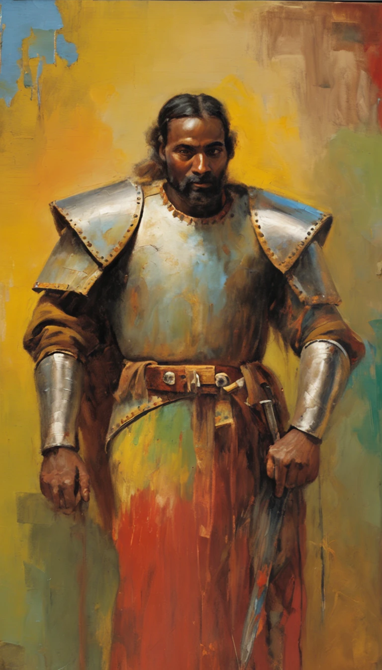 Django Man, (Arab), ((rider)), 1400 years ago, armor, sword in hand, great body, great face, great eyes, (((detailed and complex))), ((8K))