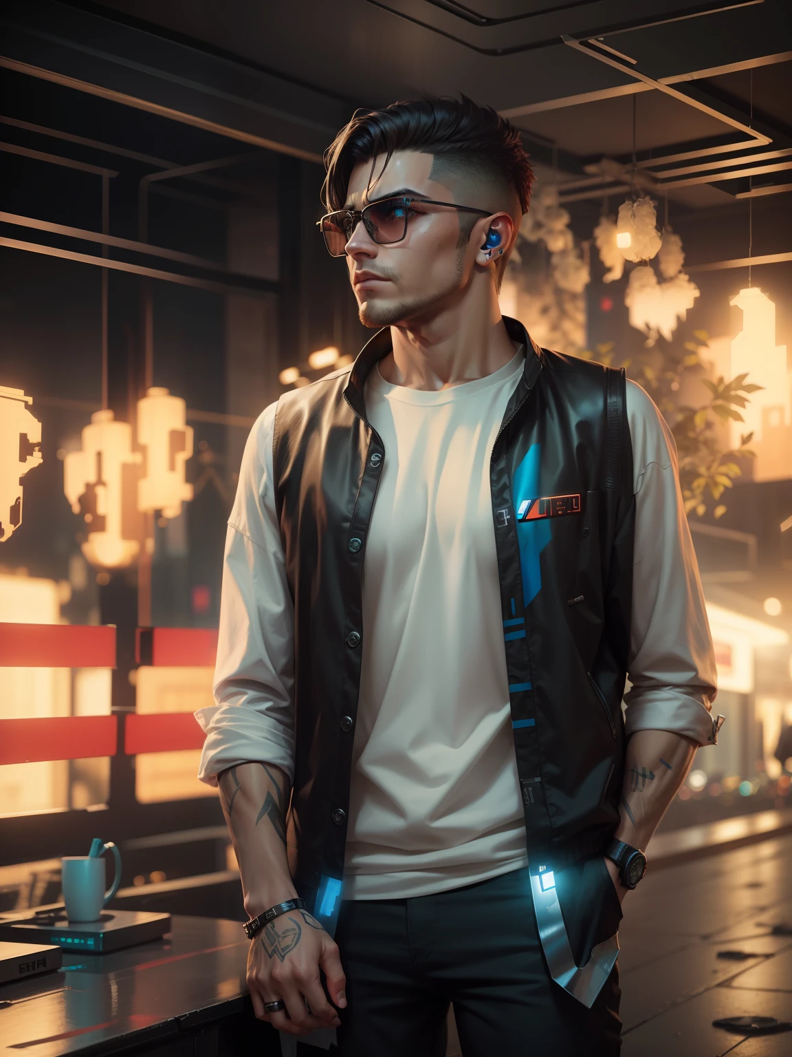 Change background, cyberpunk handsome boy, realistic face, 8k, ultra realistic,