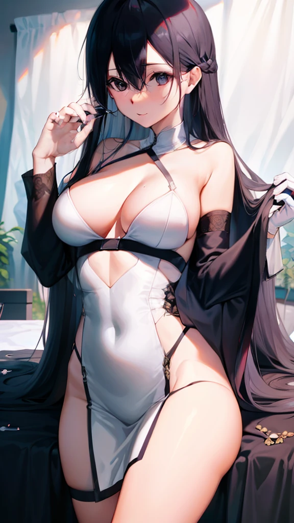 Beth,,Expose the private part,Sexual turn,Long black hair,爆乳,white wedding gown
