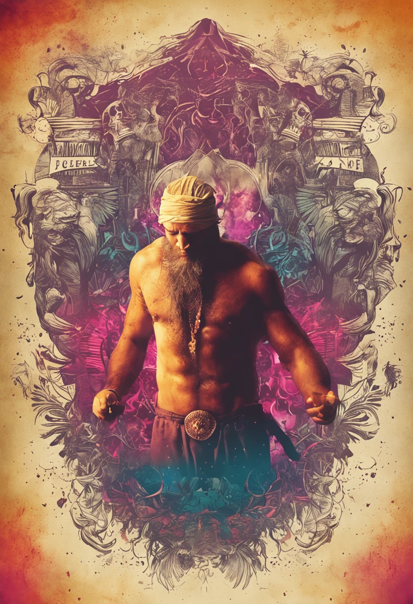 create a CD cover with a man in spiritual reconstruction