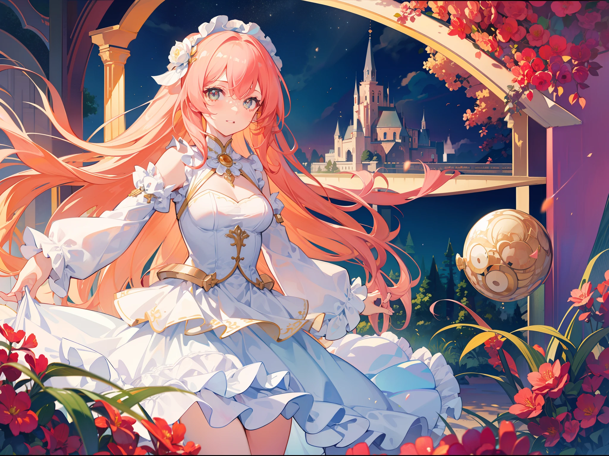 masterpiece, best quality, 8k resolution, sharp focus, intricate detail, beautiful girls, 2girls, 3girls, ((duo)), ((trio)), sparkling eyes, golden ratio face, otherworldly liquid, watercolor, sunset colors, bright colors, whimsical, colorful, sharp focus, high resolution, fine detail, ((layered tiered puffy long sleeves ballgown)), ((round eyes)), iridescent bubbles, fantasia background