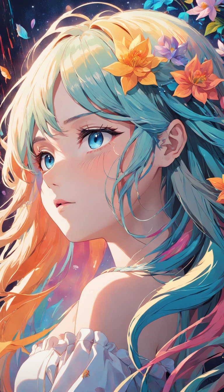 A girl with long hair and flowers in her hair - SeaArt AI