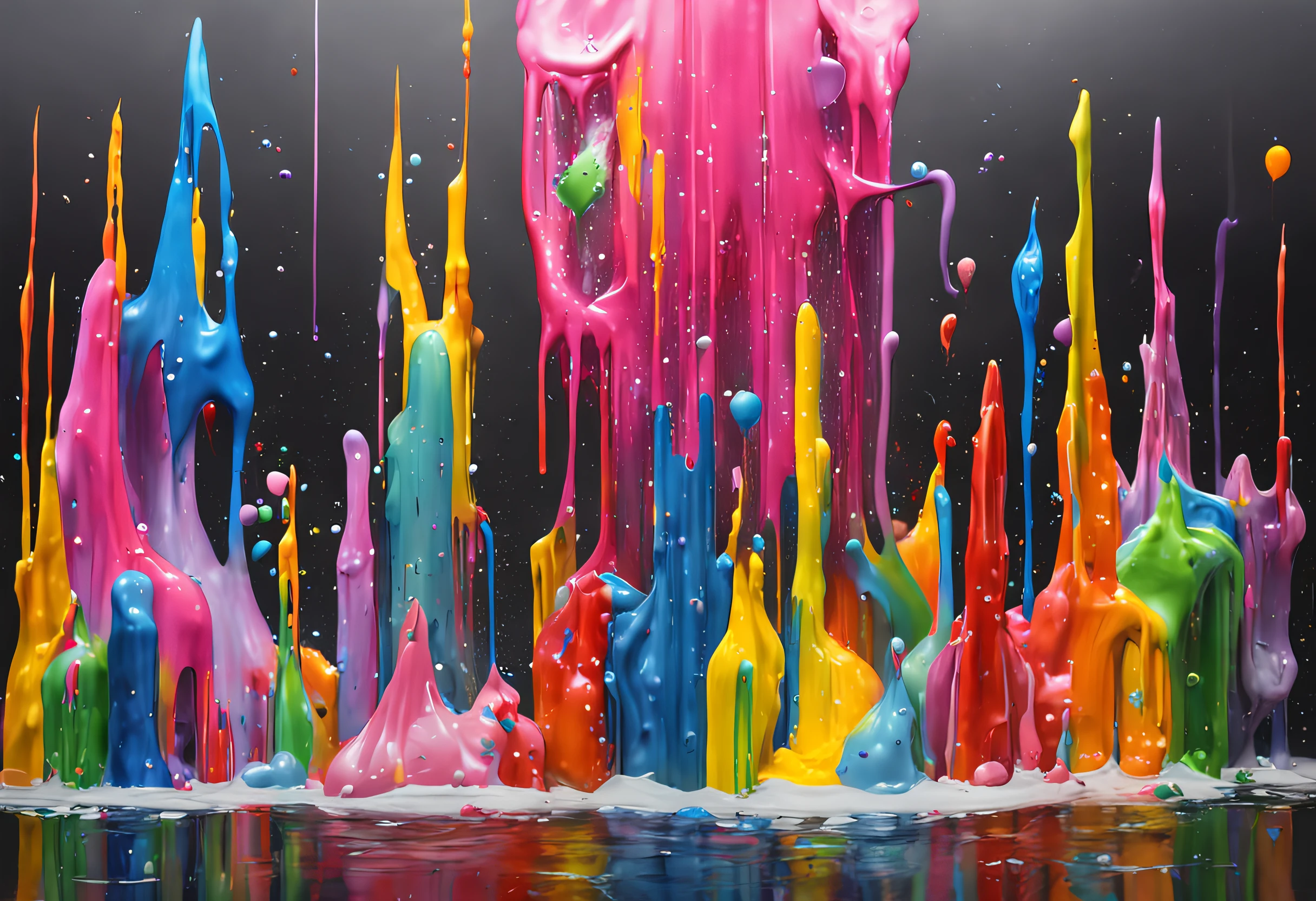 <lora:Dripping Art:1>Dripping Art - rainbow goth abstract 3d dripping pattern illustration