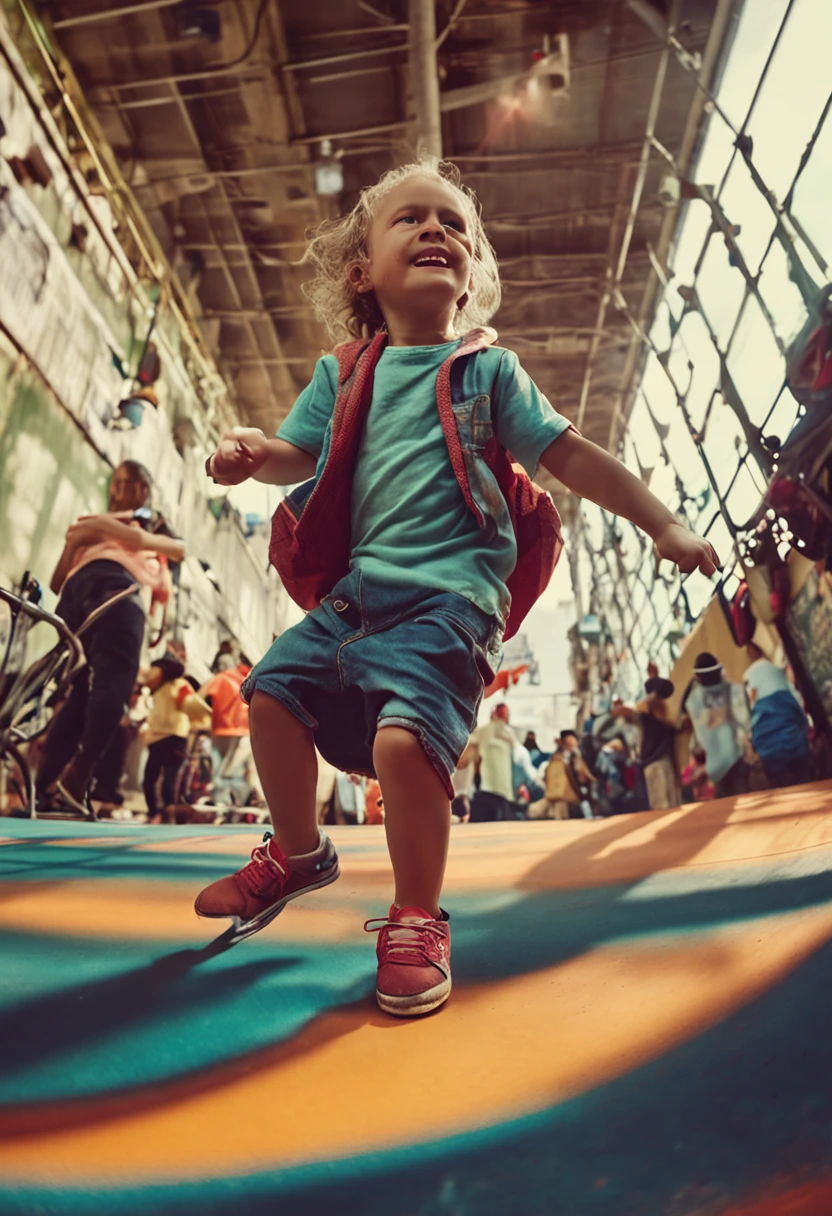 Dance and skateboarding with children and teenagers real image