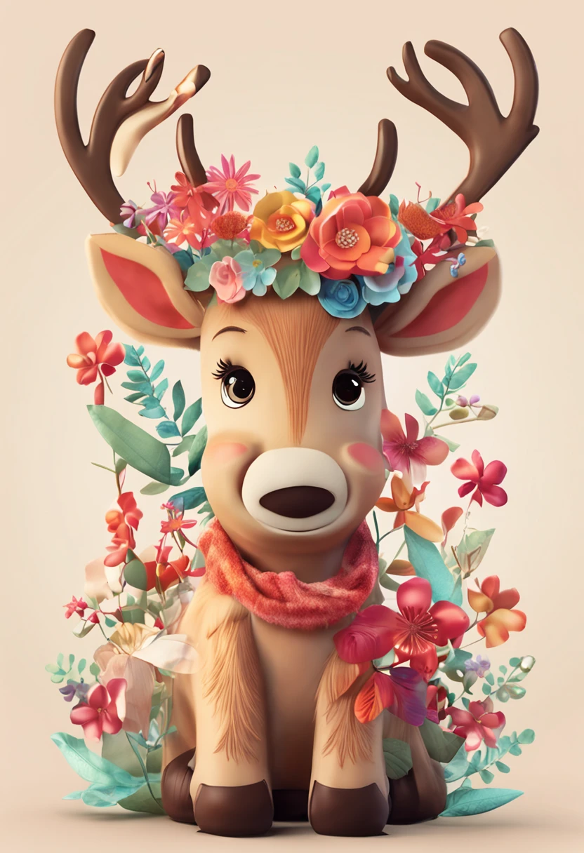 "reindeer" you happy goddess soft cute reindeer hugging bucket flowers