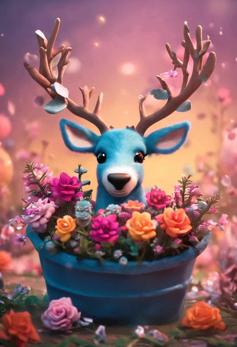 "reindeer" you happy goddess soft cute reindeer hugging bucket flowers