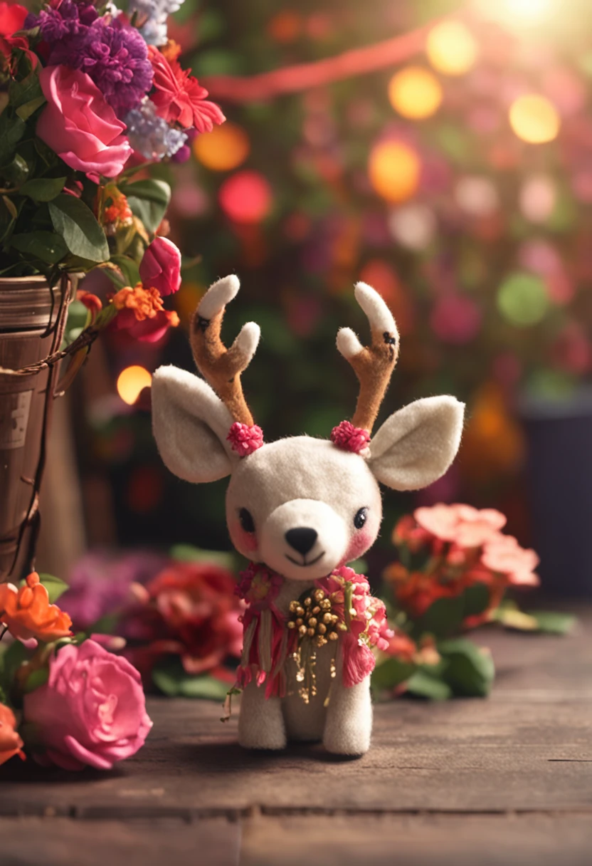 "reindeer" you happy goddess soft cute reindeer hugging bucket flowers