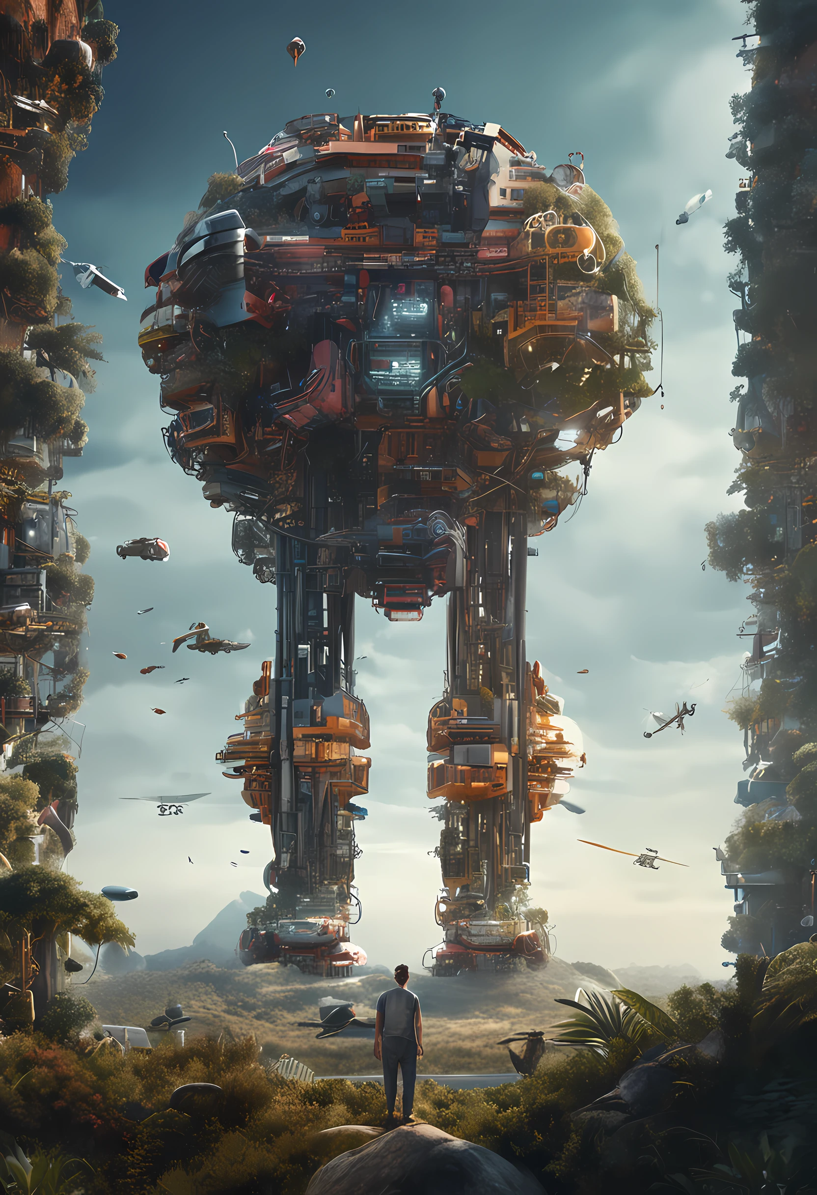 crie uma imagem que transmita a ideia de Inteligencia artificial hiper realista com o conceito de prompt engineering
