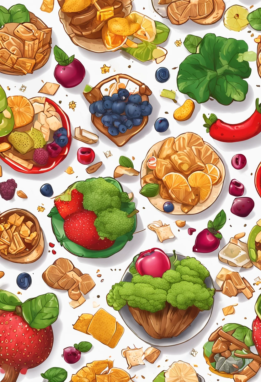 Crie uma imagem de capa para um post no Instagram sobre mitos nutricionais. Na imagem, coloque uma "pilha" of mythical foods, like magic teas, Slimming Potions and Miracle Supplements, todos empilhados como em um castelo de cartas. Ao lado da pilha, Add a blast icon ("boom") that is undoing the pile of myths. Na parte inferior da imagem, Insert a plate of balanced, healthy food, com um toque de humor, like a broccoli flying or dancing, ou uma coreografia de vitaminas. Sobre a imagem, inclua o texto: "Mitos Nutricionais Desmascarados" ou "Separating Fact from Fiction in Nutrition". A imagem deve refletir um estilo divertido, intrigante e cativante, aligned with a humorous and direct communication tone. Remember to use vibrant colors and eye-catching visuals.