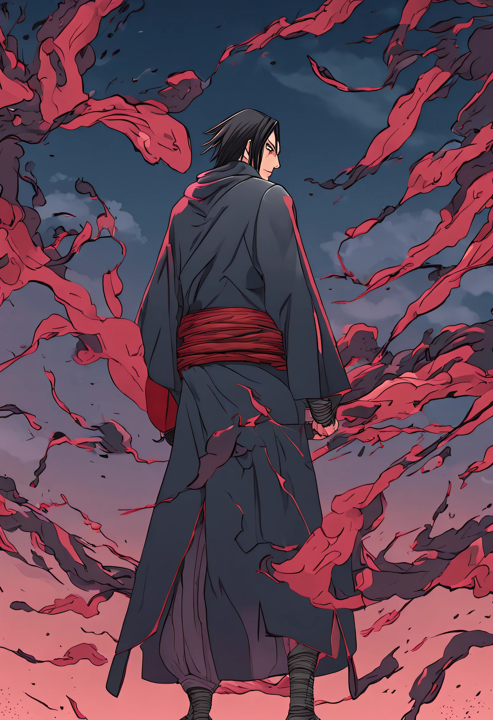 ITACHI UCHIHA FEITO POR SASUKE UCHIHA FEITO POR masashi kishimoto, Hiper Detalhado, Hiper Realista Melhor Qualidade