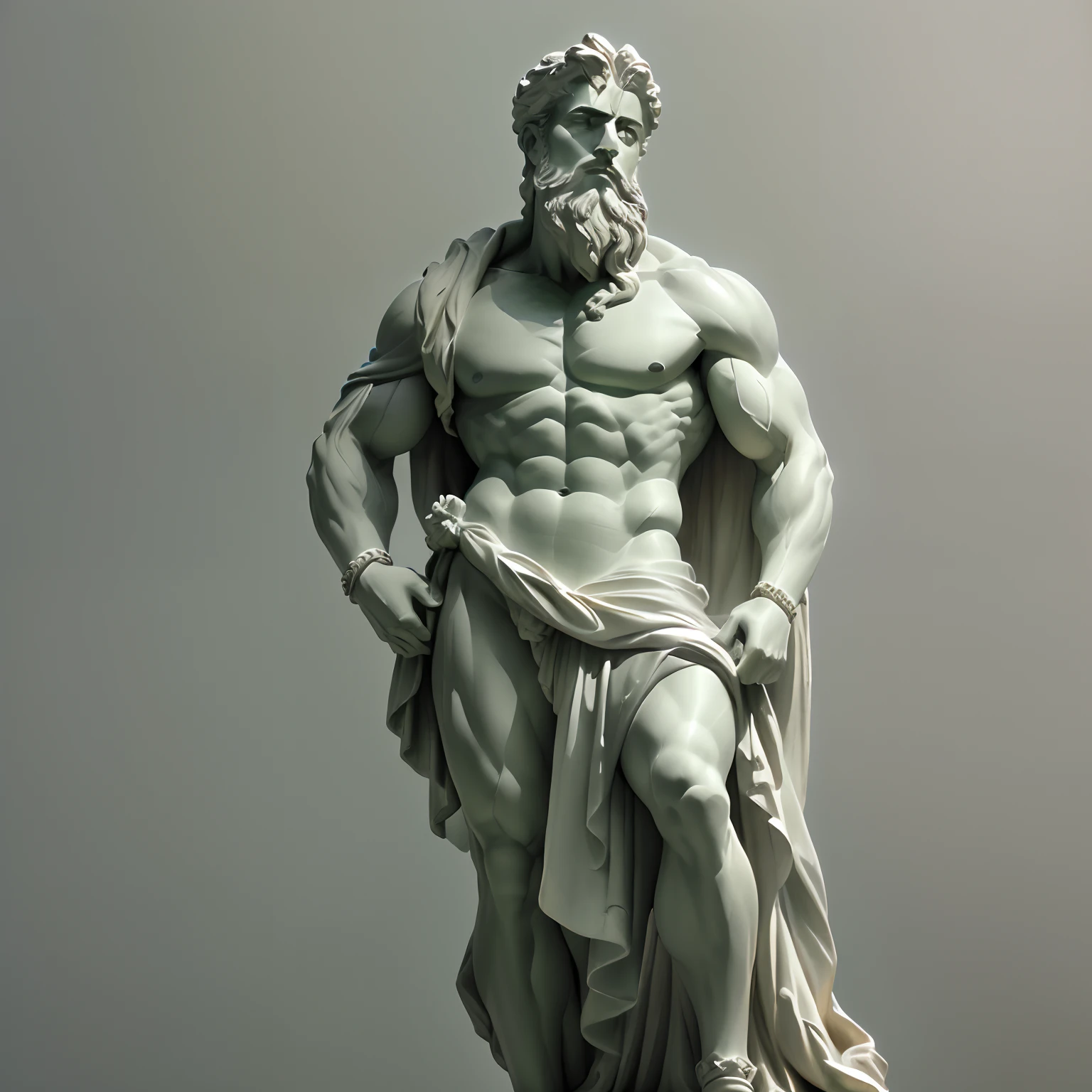 Arafed statue of a man with beard and a robe, greco roman statue, an ancient greek statue, ancient greek statue, classical statue, Greek statue, deus grego, Greek marble statue, portrait of demigod hercules, statue of hercules, classic sculpture, Escultura grega antiga, statue of hercules looking angry, Escultura realista de 8K Bernini