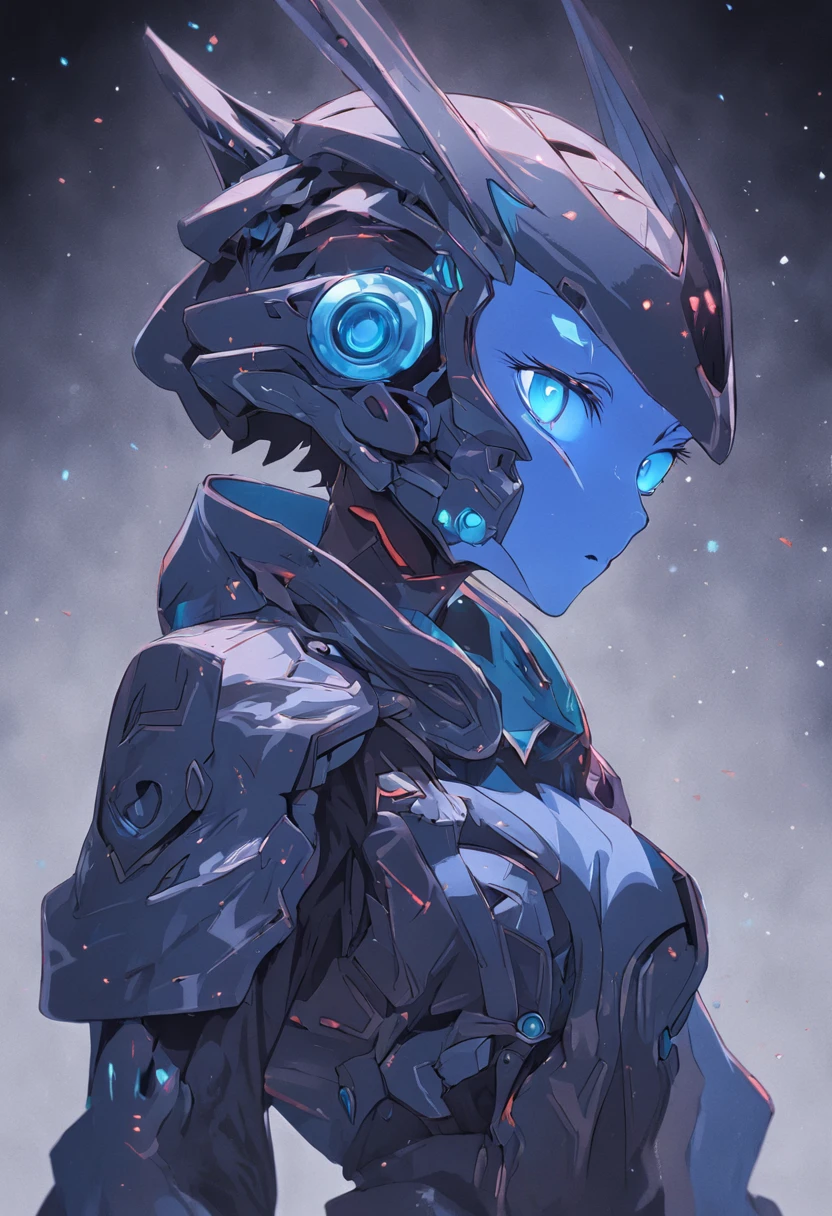 azul-cinzento, mulher, humanoide, alien, roupa metalica, capacete, Three points of view