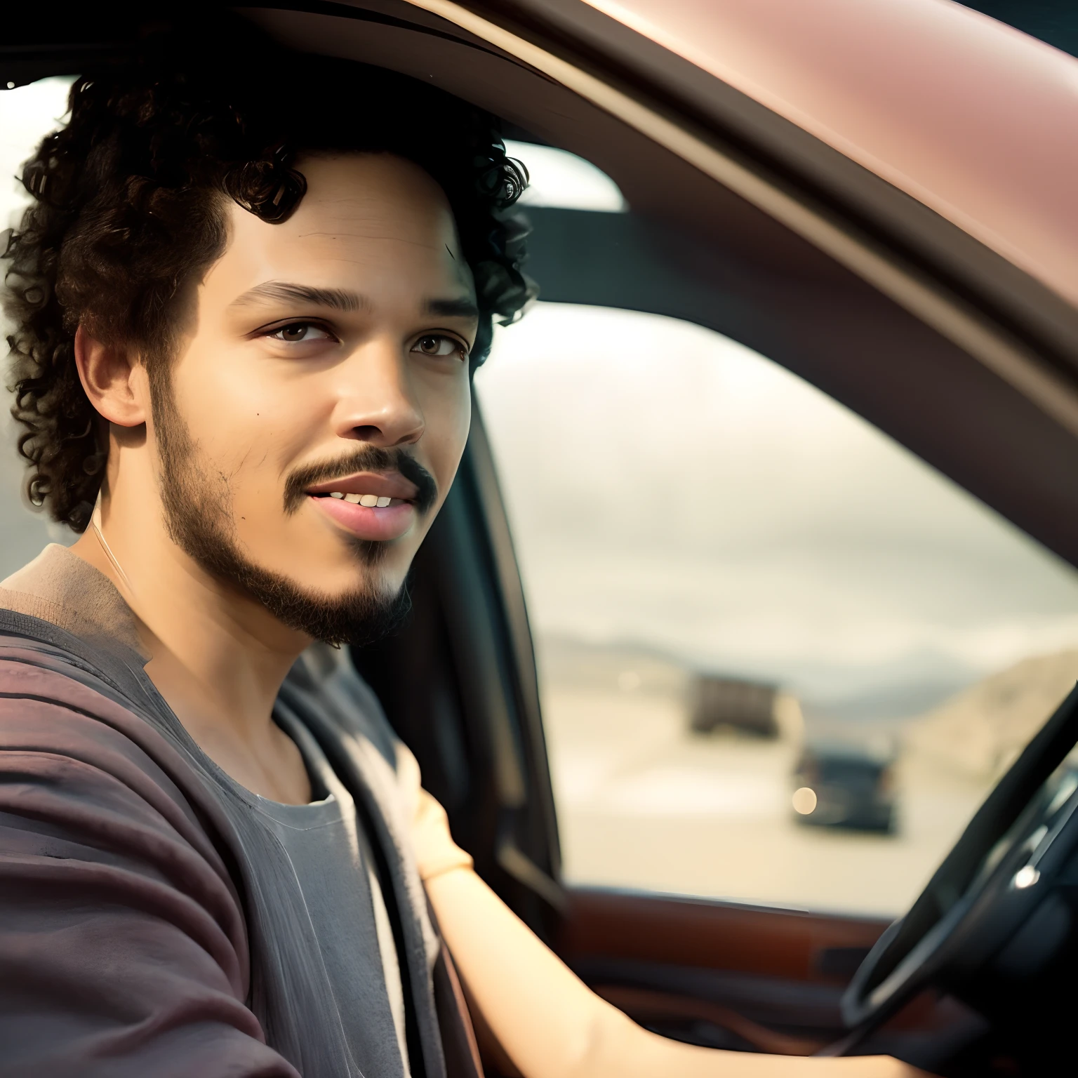 cinematic still, um filme de Edgar Wright, A 20-year-old African-American catalytic converter thief under a car, half smiling relaxing his face and turning his lips up into a tiny half smile, em um estacionamento, action lighting, tiro de corpo inteiro, wide angle, Lente 20mm, --ar 2:1, Directed by: Marc Simonetti, arte por Ridley Scott, 590 artistic talents, cores de cortesia, James Cameron, WLOP, trending on ArtStation, proportion Aurea, master part
