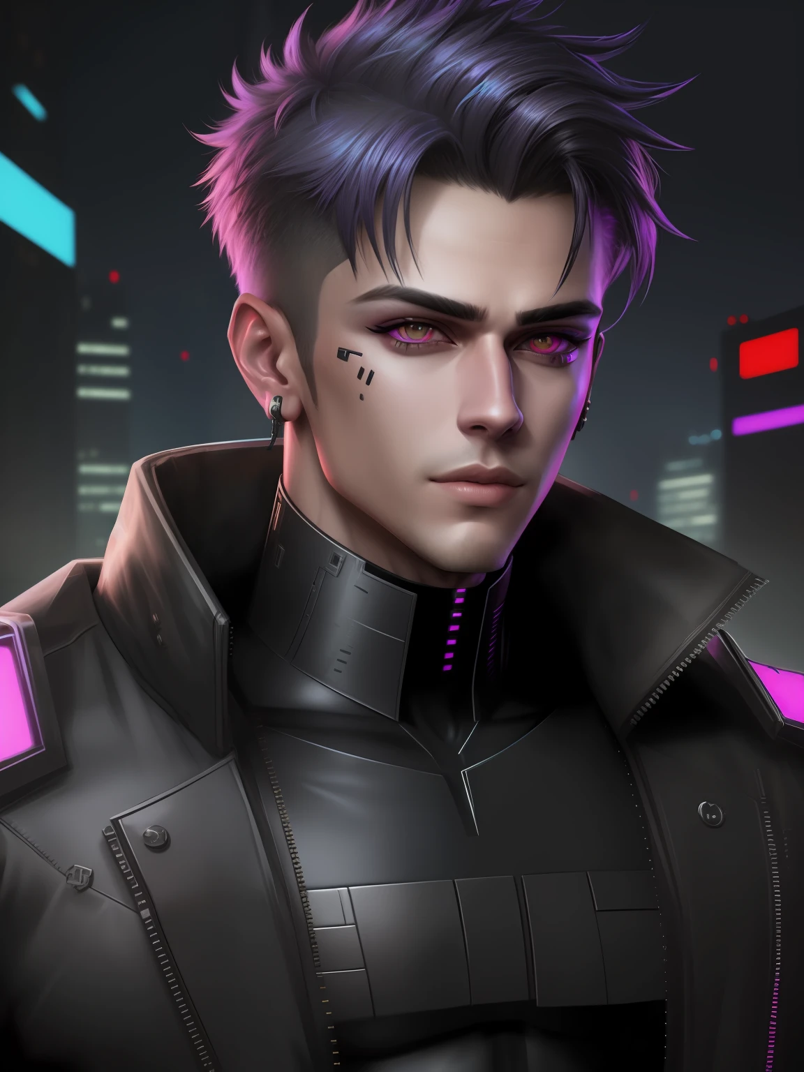 Change background Cyberpunk handsome boy realistic face sk ultra realistic