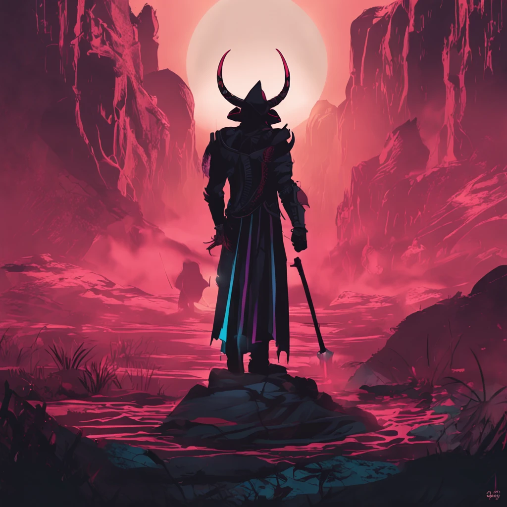 best quality, master part, ultrahigh-resolution, (fotografia realista:1.4), Surrealismo, Semelhante a um sonho,FusionArt, Shadow dancer, magia das sombras, Darkness Control, furtividade, passo da sombra, Umbral spells, hidden blade, um tiefling , com uma katana