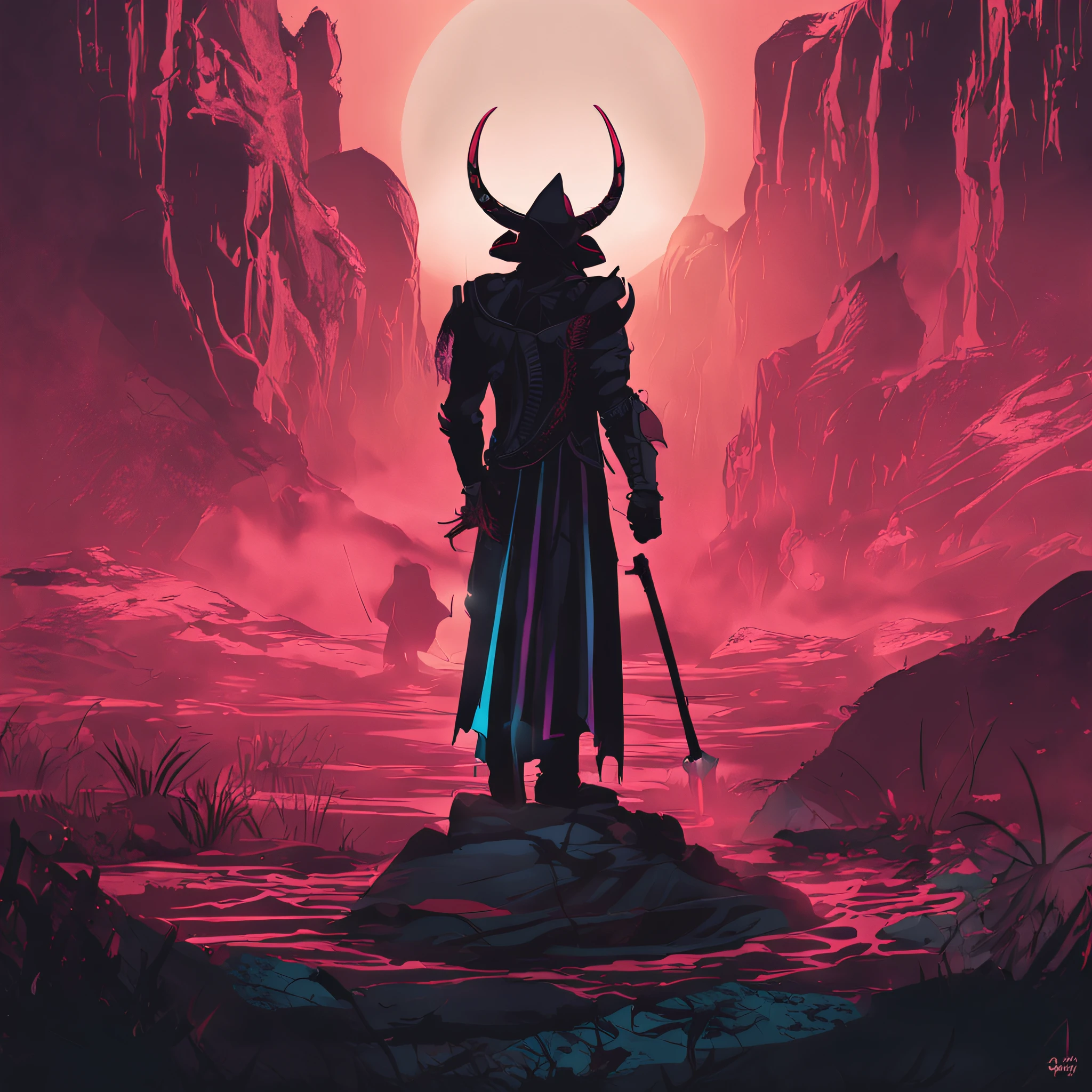 best quality, master part, ultrahigh-resolution, (fotografia realista:1.4), Surrealismo, Semelhante a um sonho,FusionArt, Shadow dancer, magia das sombras, Darkness Control, furtividade, passo da sombra, Umbral spells, hidden blade, um tiefling , com uma katana