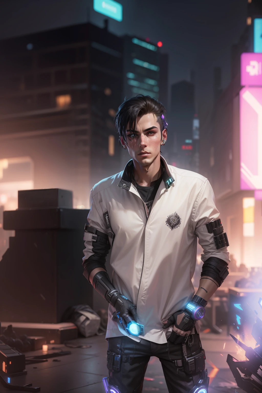 change background cyberpunk handsomeboy, realistica, face.8k, ultra realistic,