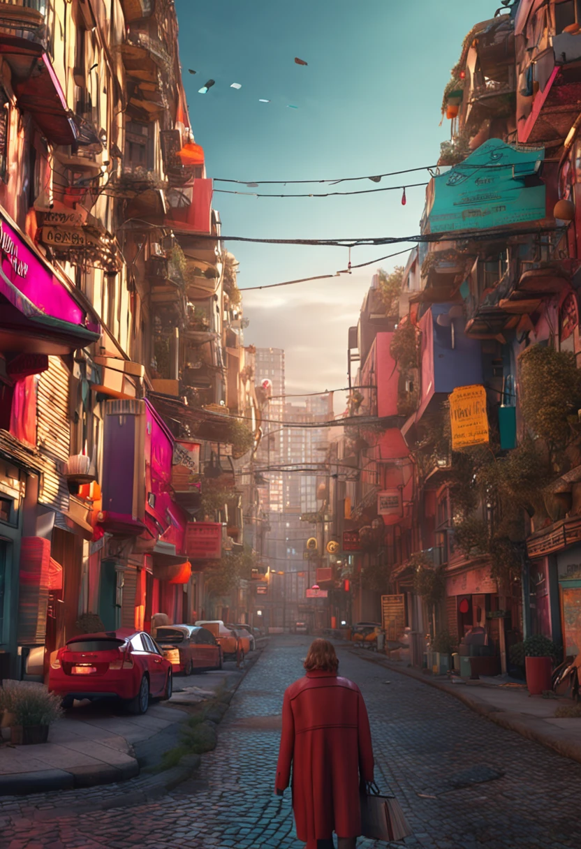 Fine draw on the second picture again,8K quality,The streets are fine。3d