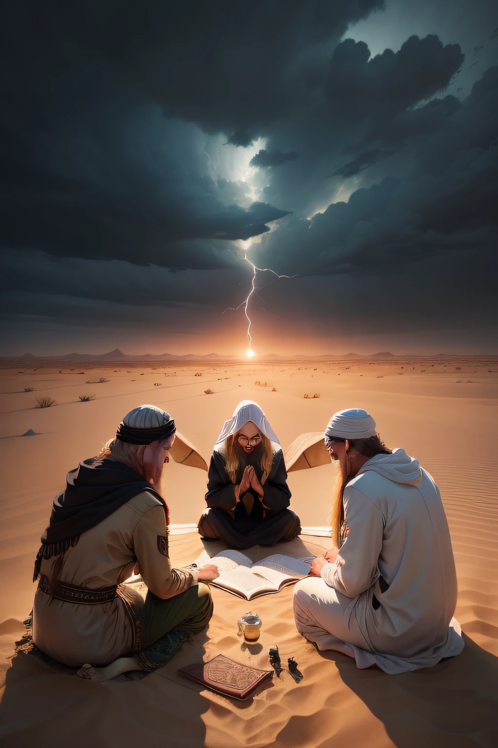 prophets praying in the middle of the stormy desert