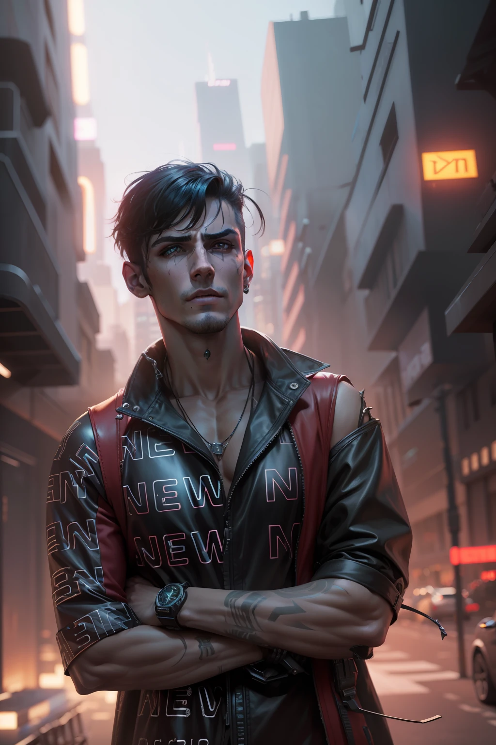 change background cyberpunk handsomeboy, realistica face, 8k, devil realistica,