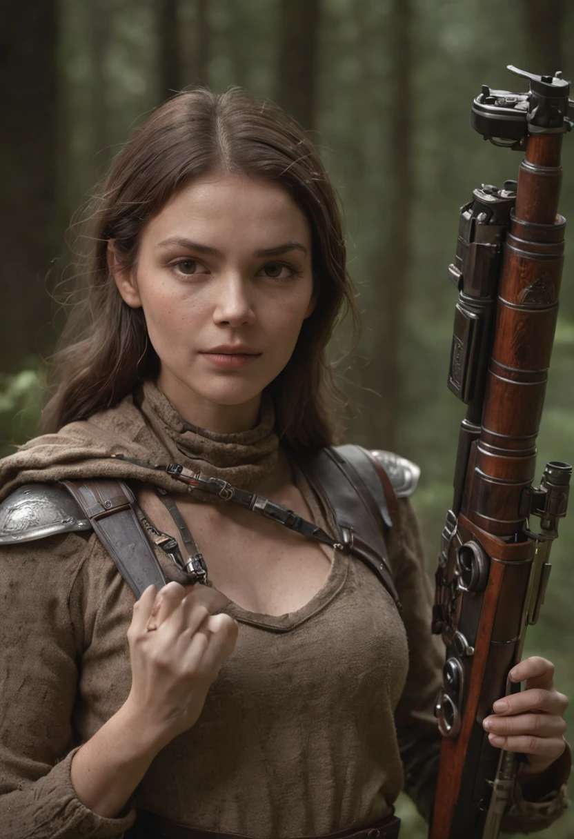 cover with a portrait of a female hunter with a quiver of arrows
behind her. Next to the woman is a lynx, At the edge of the forest, Perfect composition, beutiful, Detailed, an intricate, insanely detailed, octane render trending on ArtStation, 8 K Fine Art Photography, photorealistic concept art, soft natural volumetric cinematic perfect light, chiaroscuro, a photo of a, Award-winning, Masterpiece, oil on canvas, Raphael, by Caravaggio, by Greg Rutkowsky, beeple, Beksinski, Giger