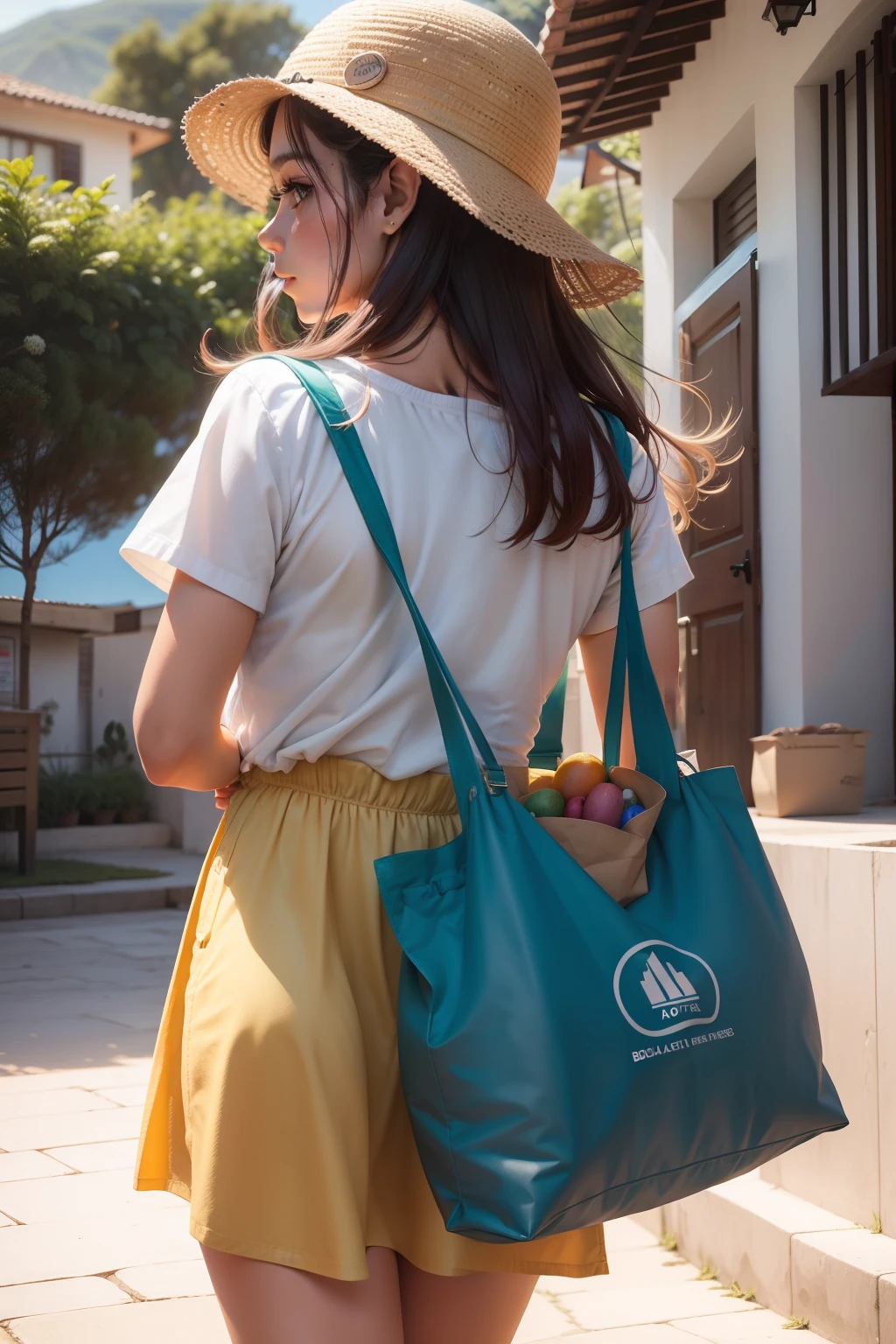 loja com um monte de bolsas eco bags coloridas saltando e pulando