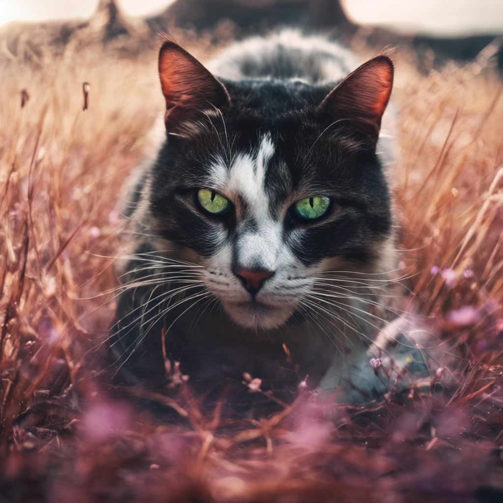 woman looking like a cat in a mysterious dark place