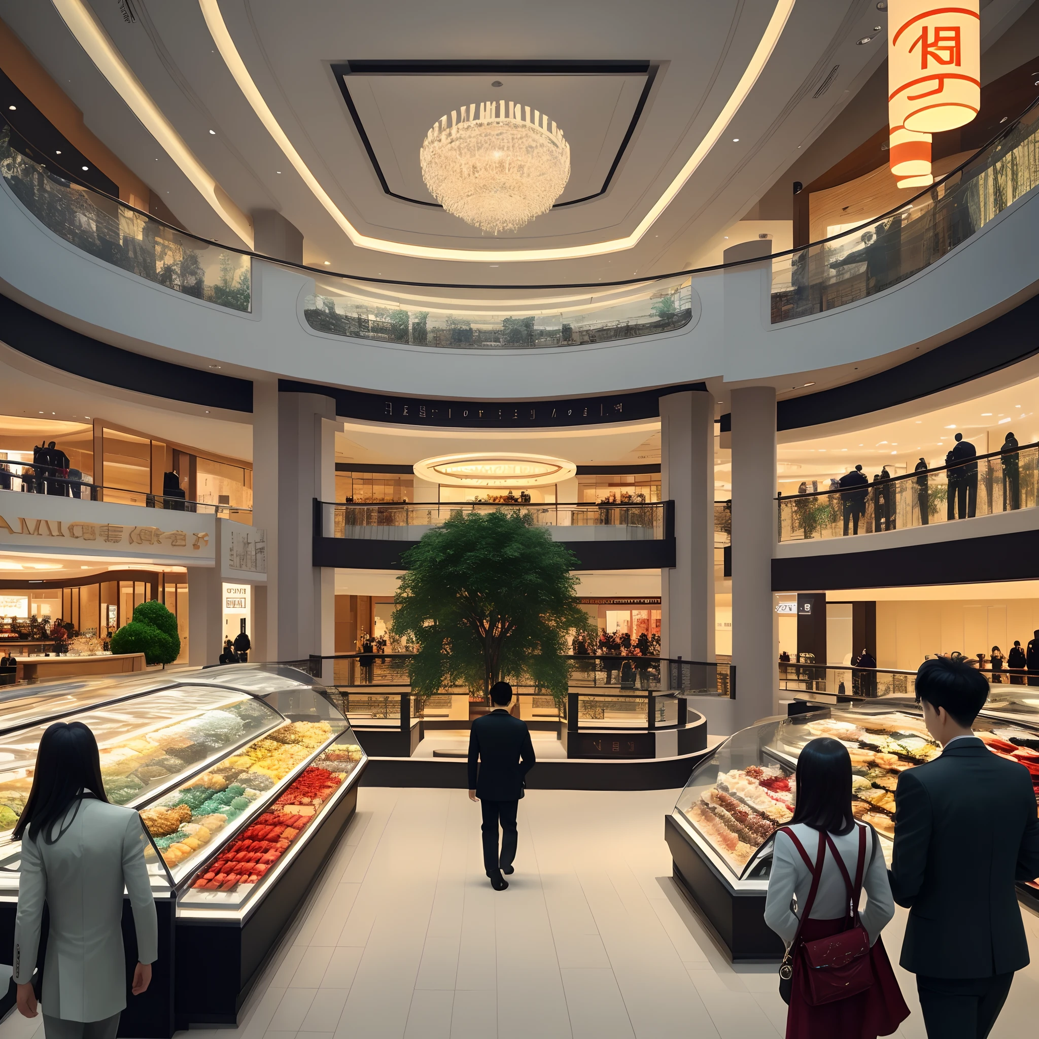China's high-end shopping mall,menswear , luxurious decoration, bright light --no people --ar 9:16 50 --v 5.2 --s 2