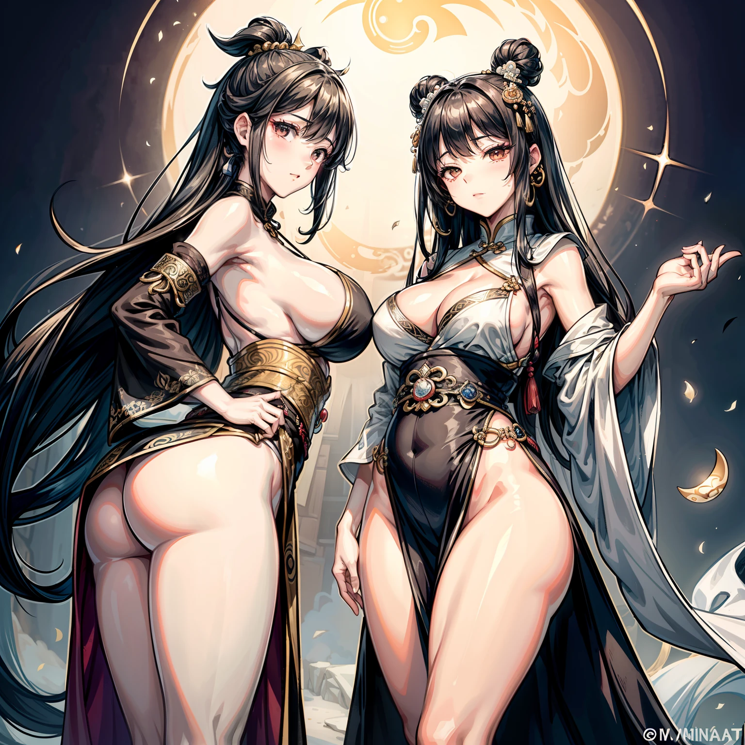 A middle-aged beautiful woman,The woman wore a black and white robe,The robe seems loose,But it can't cover the woman's protruding figure,The front of the chest of the robe is inlaid with the runes of Yin Yang Taiji,It's just that the plump and towering breasts bulge the yin and yang engraved pattern,Form a perfectly seductive and beautiful arc,At the waist of the willow held by Yingying is a white Shu brocade ribbon engraved with Taoist scriptures,I don't know if this belt is too tight,From my point of view,A hemispherical arc rises sharply below the waist,It is the woman's extremely plump buttocks,This pair of beautiful buttocks of the full moon is particularly abrupt under the restraint of the Dao robe,But it caught my eye。The afternoon sun is hot on the earth,It also shines on women's bodies without hesitation,And the dazzling light seemed to pierce this black cloth,I could even see the white profane pants marks on the buttocks through the thin robe,